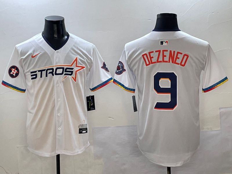 Men Houston Astros #9 Dezeneo White Fourth generation Joint Name Nike 2025 MLB Jersey style 8